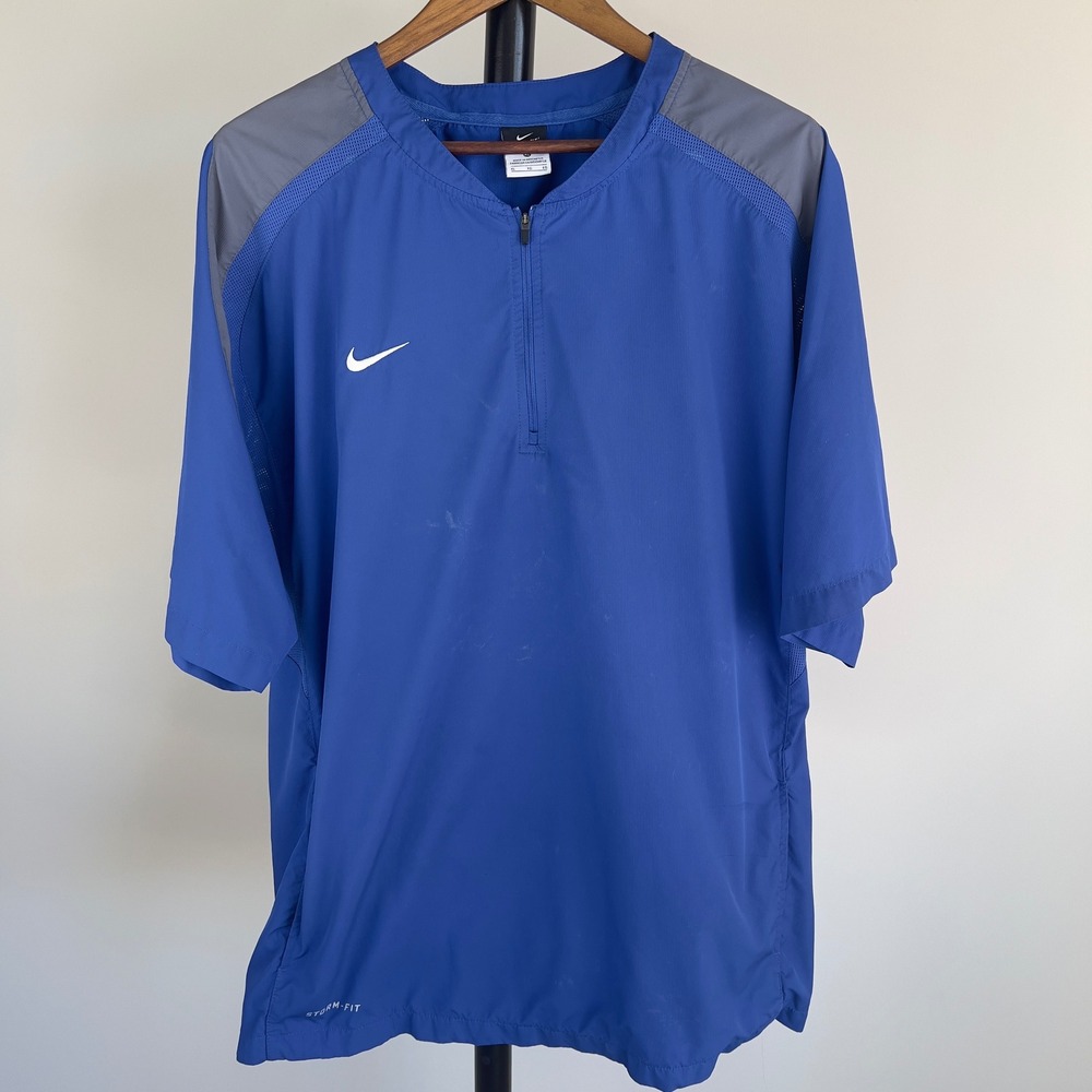 Nike Storm-Fit Quarter Zip Windbreaker Mens XL Blue Grey Short Sleeve Pullover
